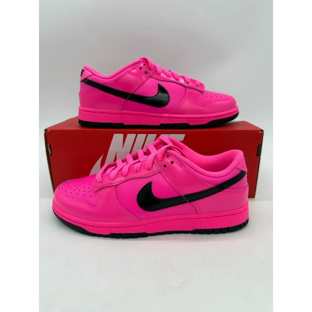 Nike Dunk Low Women's Size 9 Pink black Leather Athletic Shoes IV2040 600